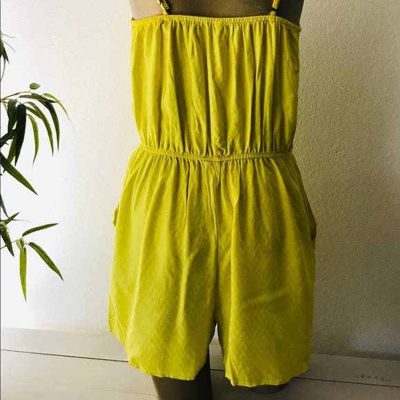 Chartreuse BOHO Embroidered ROMPER Medium - Picture 7 of 8